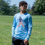 Baseball Long Sleeve Performance Tee - Baseball Stars and Stripes Player