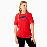 Hockey Short Sleeve Performance Tee - Hockey Crossed Sticks Logo