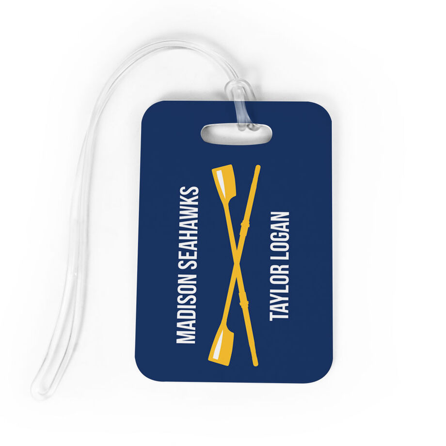 Crew Bag/Luggage Tag - Personalized Text with Crossed Oars - Personalization Image