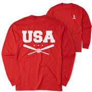 Baseball Tshirt Long Sleeve - USA Baseball (Back Design)