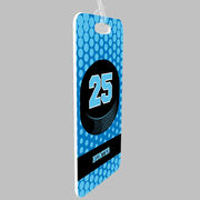 Hockey Bag/Luggage Tag - Personalized Hockey Puck with Dots Background