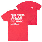 Girls Lacrosse Short Sleeve T-Shirt - All Weekend Lacrosse (Back Design) 