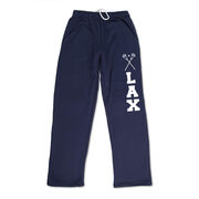 Guys Lacrosse Fleece Sweatpants - Lax With Crossed Sticks