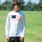 Guys Lacrosse Long Sleeve Performance Tee - American Flag