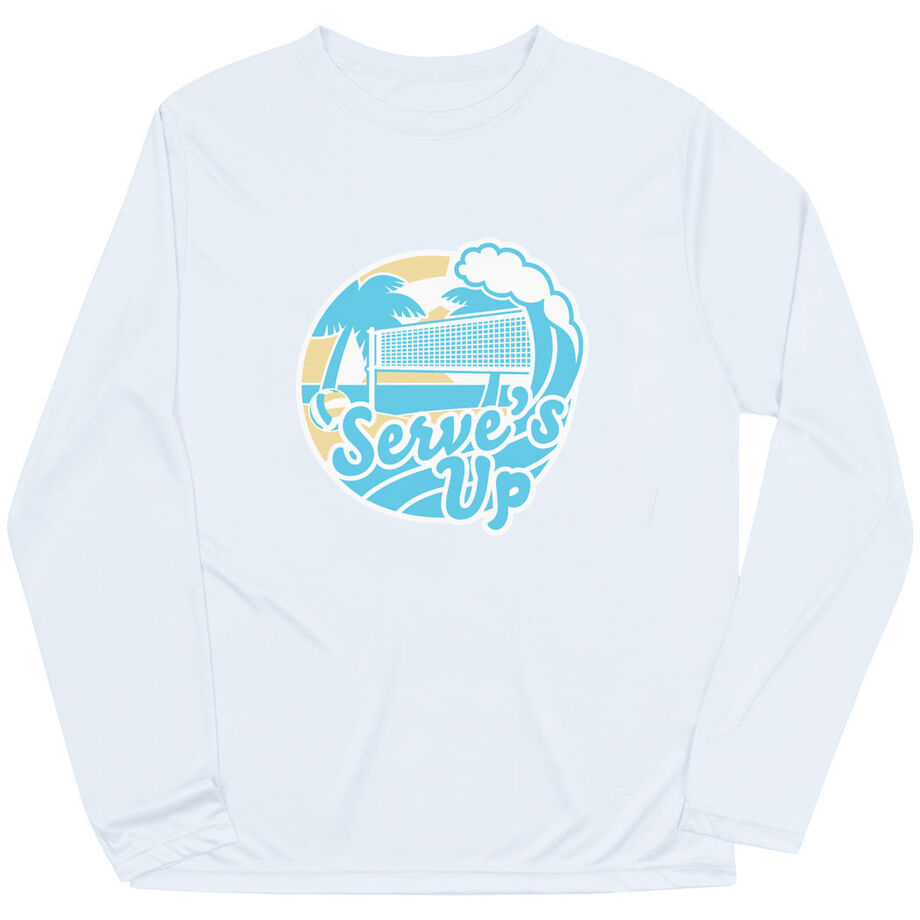 Volleyball Long Sleeve Performance Tee - Serve's Up - Personalization Image