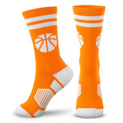 Basketball Woven Mid-Calf Socks - Ball (Orange/White)