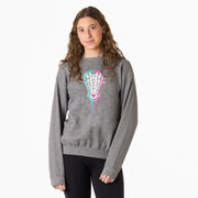 Girls Lacrosse Crewneck Sweatshirt - Lacrosse Stick Heart