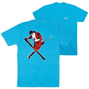 Skiing Short Sleeve T-Shirt - Freestyle Santa (Back Design)