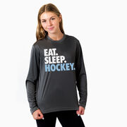 Hockey Long Sleeve Performance Tee - Eat. Sleep. Hockey.