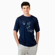 Basketball Short Sleeve Performance Tee - Basketball Player Sketch