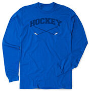 Hockey Tshirt Long Sleeve - Hockey Crossed Sticks Logo