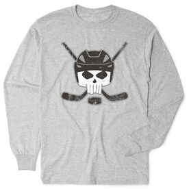 Hockey Tshirt Long Sleeve - Hockey Helmet Skull