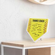 Premier Wooden Softball Home Plate Plaque - Thanks Coach