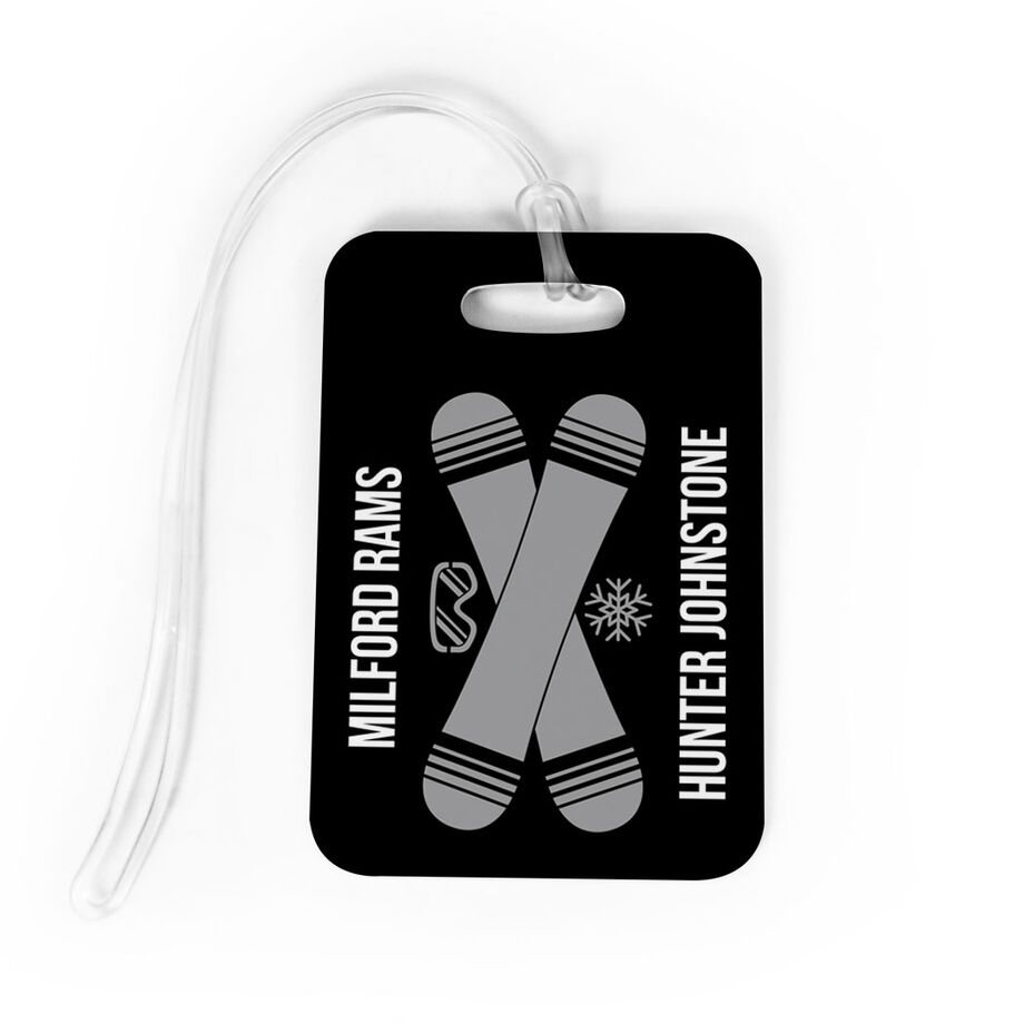 Snowboarding Bag/Luggage Tag - Personalized Text with Crossed Boards