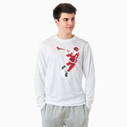 Guys Lacrosse Long Sleeve Performance Tee - Santa Laxer