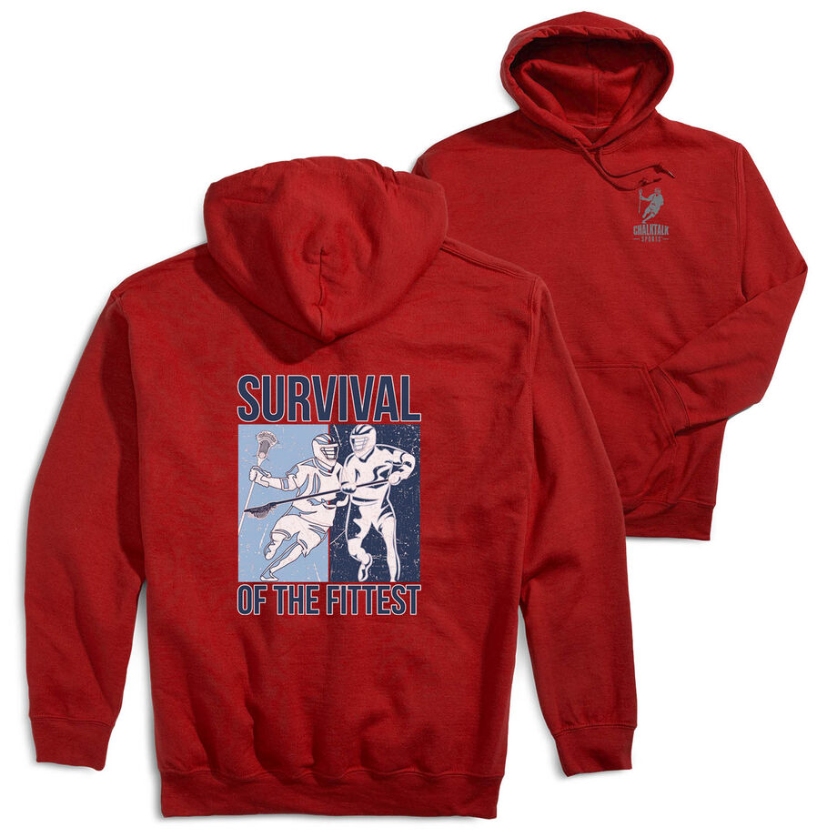 Guys Lacrosse Hooded Sweatshirt - Survival of the Fittest (Back Design)