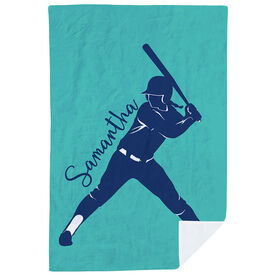 Softball Premium Blanket - Personalized Batter Silhouette