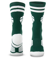 Basketball Woven Mid-Calf Socks - Ball (Green/White)