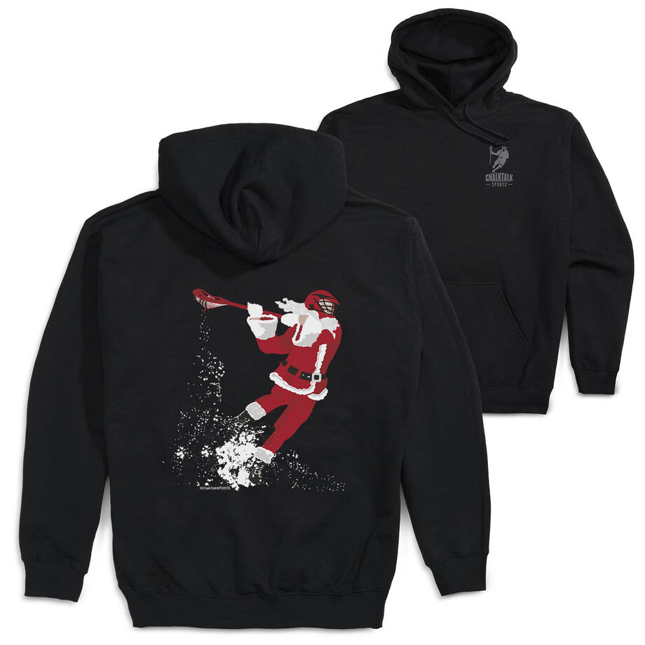 Guys Lacrosse Hooded Sweatshirt - Santa Laxer (Back Design)