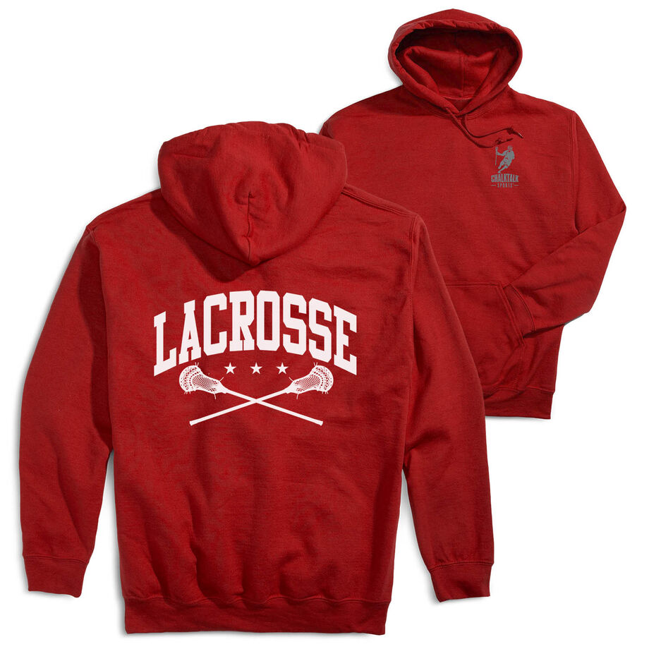 Guys Lacrosse Hooded Sweatshirt - Crossed Sticks (Back Design)