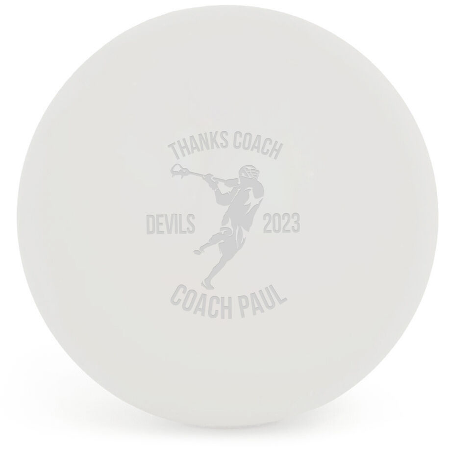 Lacrosse Thanks Coach Player Male Laser Engraved Lacrosse Ball (White Ball) - Personalization Image