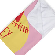 Softball Baby Blanket - Personalized Softball Bow