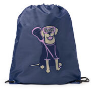 Girls Lacrosse Drawstring Backpack - Lily The Lacrosse Dog