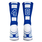 Team Number Woven Mid-Calf Socks - Blue