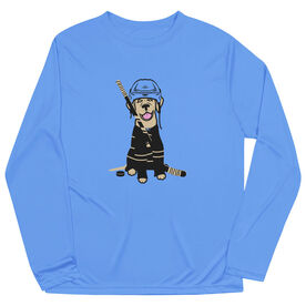 Hockey Long Sleeve Performance Tee - Hunter the Hockey Dog