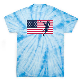 Guys Lacrosse Short Sleeve T-Shirt - Patriotic Lacrosse Tie Dye
