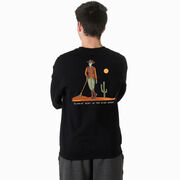 Guys Lacrosse Crewneck Sweatshirt - Slingin Heat In The High Noon (Back Design)