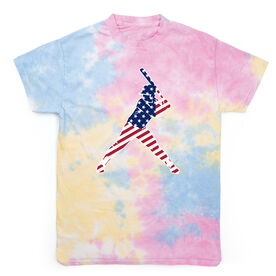 Softball Short Sleeve T-Shirt - Softball Stars and Stripes Player Tie Dye