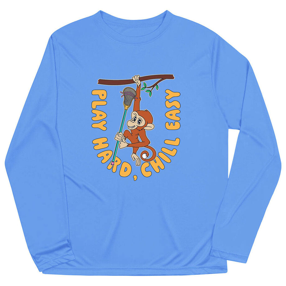 Guys Lacrosse Long Sleeve Performance Tee - Play Hard, Chill Easy