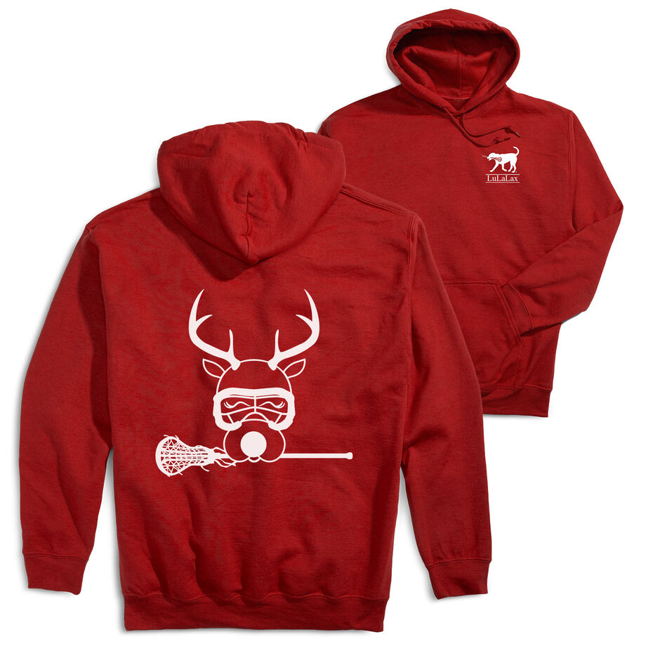 Girls Lacrosse Hooded Sweatshirt - Lax Girl Reindeer (Back Design)