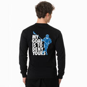 Guys Lacrosse Tshirt Long Sleeve - My Goal Is To Deny Yours Defenseman (Back Design)