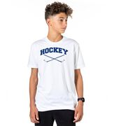 Hockey Tshirt Short Sleeve Hockey Crossed Sticks Logo