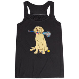 Girls Lacrosse Flowy Racerback Tank Top - Chase The Lax Dog