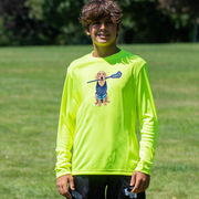 Guys Lacrosse Long Sleeve Performance Tee - Laxer the Lacrosse Dog