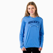 Hockey Long Sleeve Performance Tee - Hockey Crossed Sticks Logo