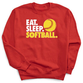 Softball Crew Neck Sweatshirt - Eat Sleep Softball [Youth Medium/Red] - SS