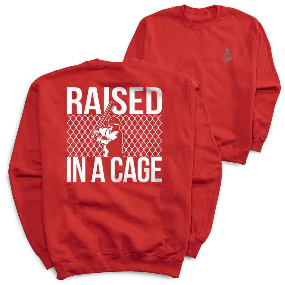 Baseball Crewneck Sweatshirt - Raised in a Cage (Back Design)