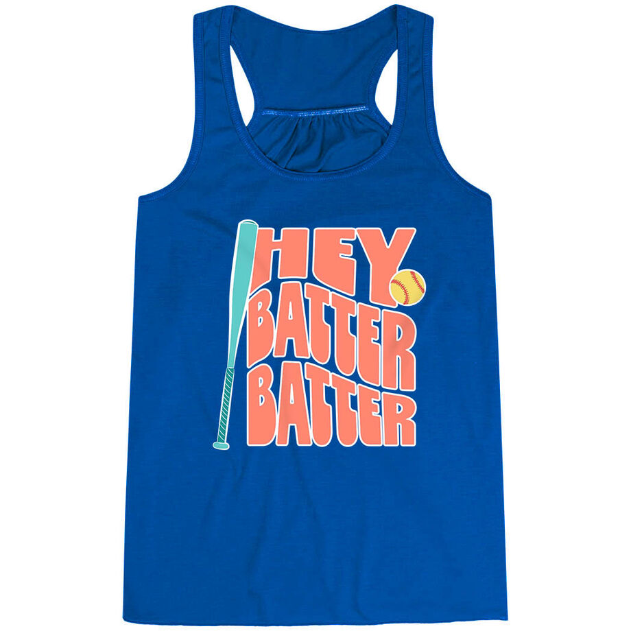 Softball Flowy Racerback Tank Top - Hey Batter Batter