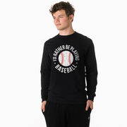 Baseball Tshirt Long Sleeve - I'd Rather Be Playing Baseball Distressed