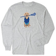 Guys Lacrosse Tshirt Long Sleeve - Laxer the Lacrosse Dog