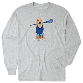 Guys Lacrosse Tshirt Long Sleeve - Laxer the Lacrosse Dog