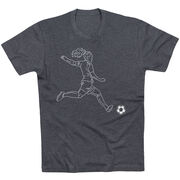 Soccer Short Sleeve T-Shirt - Soccer Girl Player Sketch