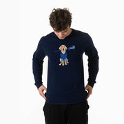 Guys Lacrosse Tshirt Long Sleeve - Laxer the Lacrosse Dog