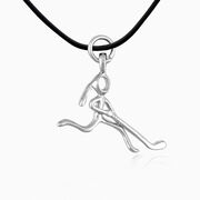 Silver Plated Hockey Girl (Stick Figure) Necklace