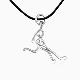 Silver Plated Hockey Girl (Stick Figure) Necklace