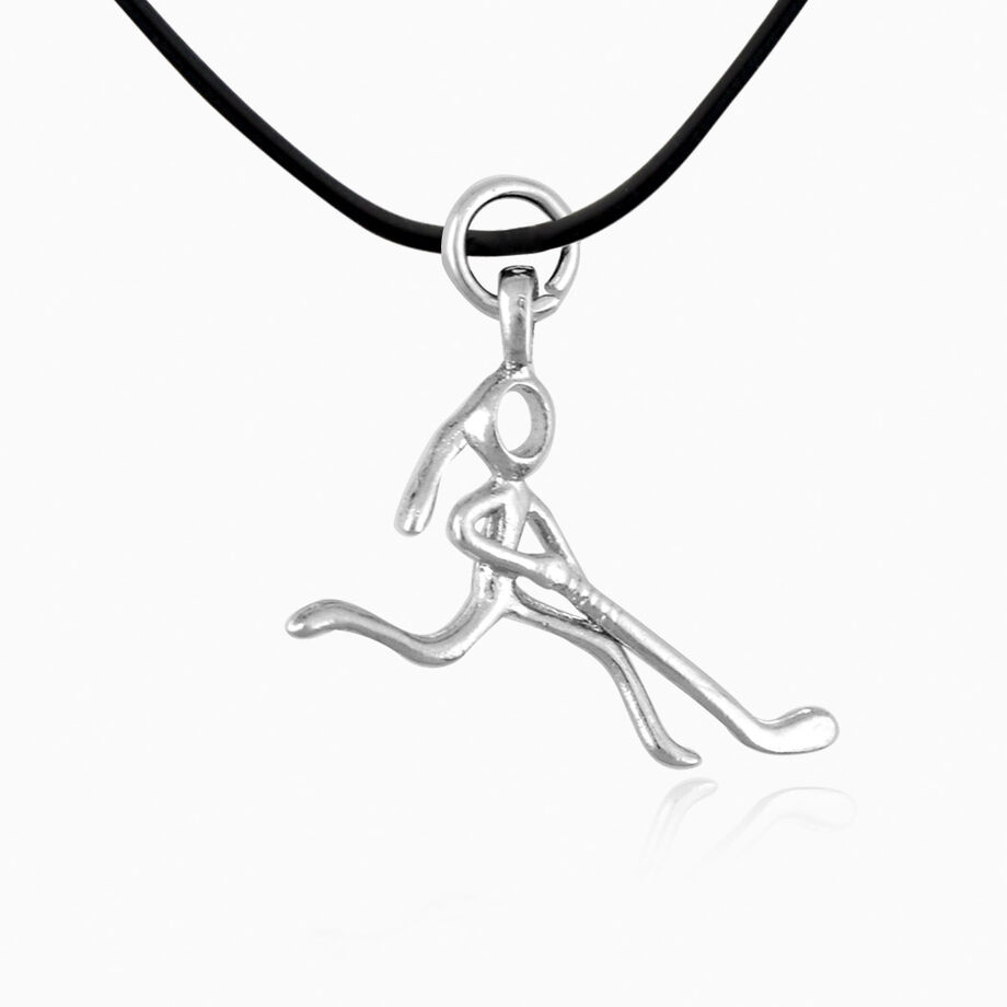Silver Plated Hockey Girl (Stick Figure) Necklace